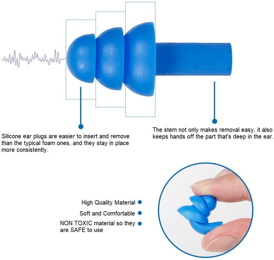 50 Pairs of Soft Reusable Silicone Ear Plugs for Swimming, Sleeping & Concerts - Individually Wrapped & Waterproof Ear Protection - Comfortable Noise Reduction up to 25dB NRR - Ideal for Adults