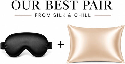 Silk & Chill™ 22 Momme Mulberry Silk Sleep Mask, 3D Eye Mask, Black