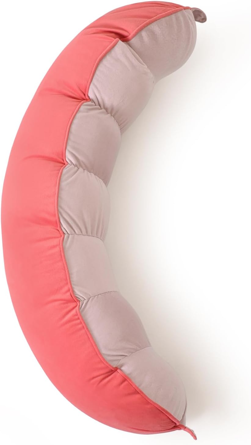 Peallow(Pat. Pend) – Long Round Body Pillow for Adults, Bolster Pillow for Sleeping, Soft and Supportive Pillow for Sleeping & Lumbar Support (Green-White, 29.5")