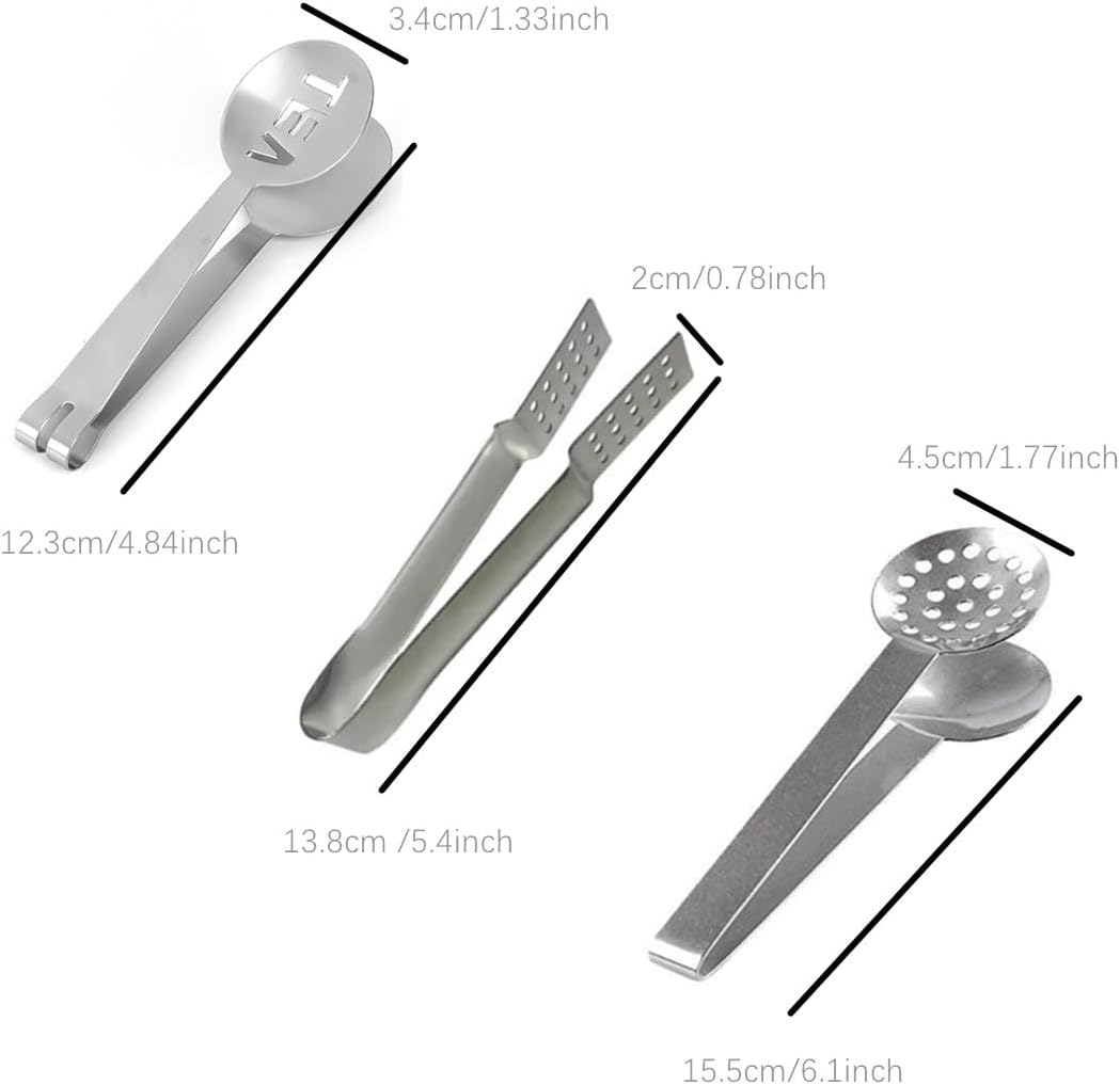 Stainless Steel Tea Bag Squeezer,4PCS Tea Bags Strainer Clip,Teabag Filters Tong Clamp Holder for Loosing Leaf, Gripping Ice Cube, Sugar (Silver)