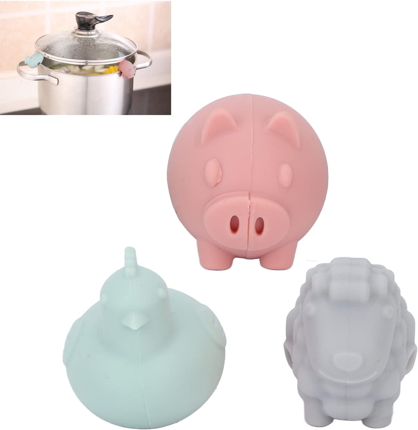 3PCS Spill Proof Lid Lifter, Silicone Cute Anti Overflow Pot Watcher Spill Stopper Pot Boil over Preventer for Pot Lid & Cute Kitchen Accessories