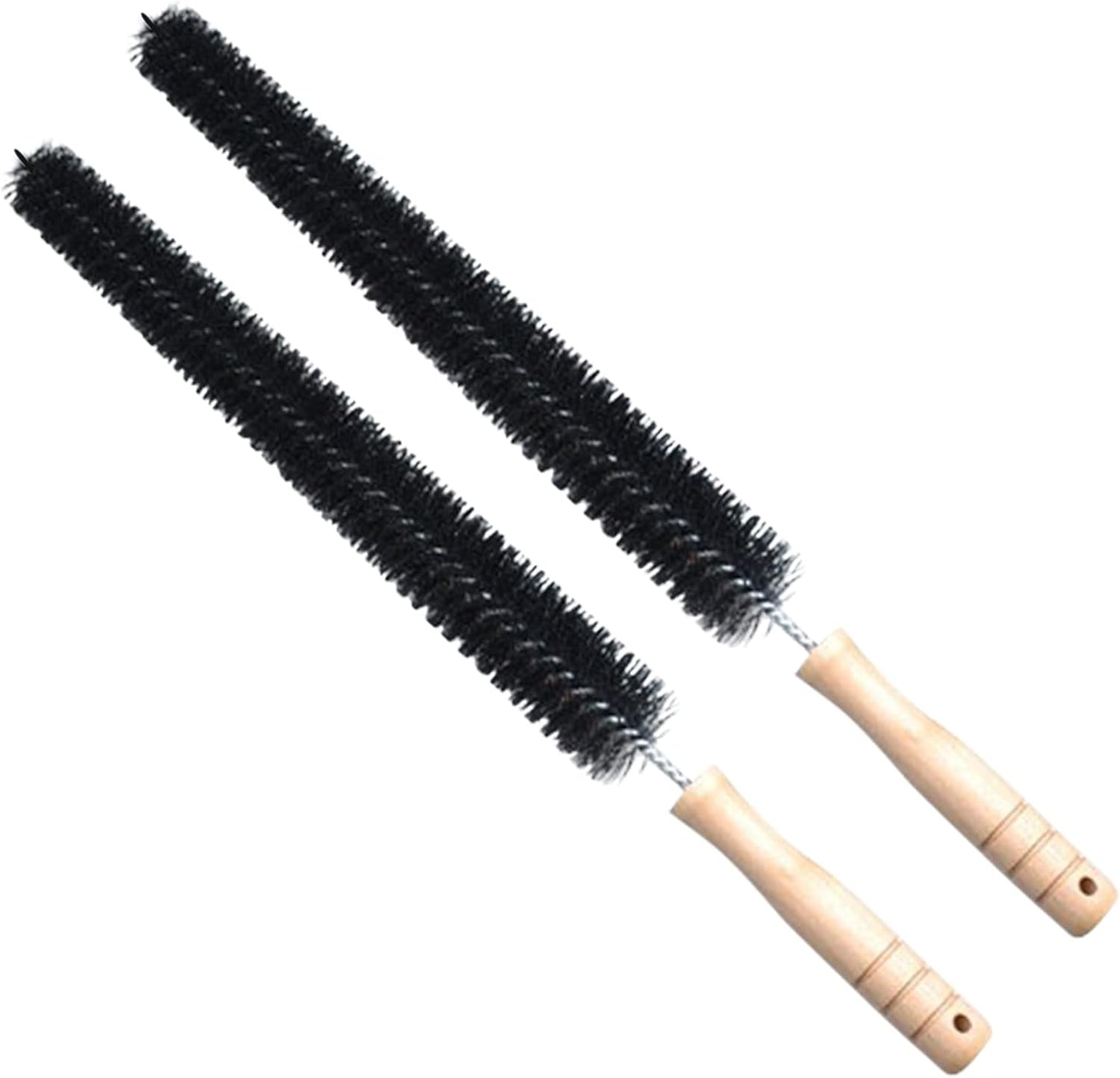 2Pcs Radiator Brush, Dryer Lint Brush Vent Cleaner, 16 inch Long Flexible Refrigerator Coil Soft Bristile Brush with Wooden Handle, Laundry Room and Washer Dryer Organizers
