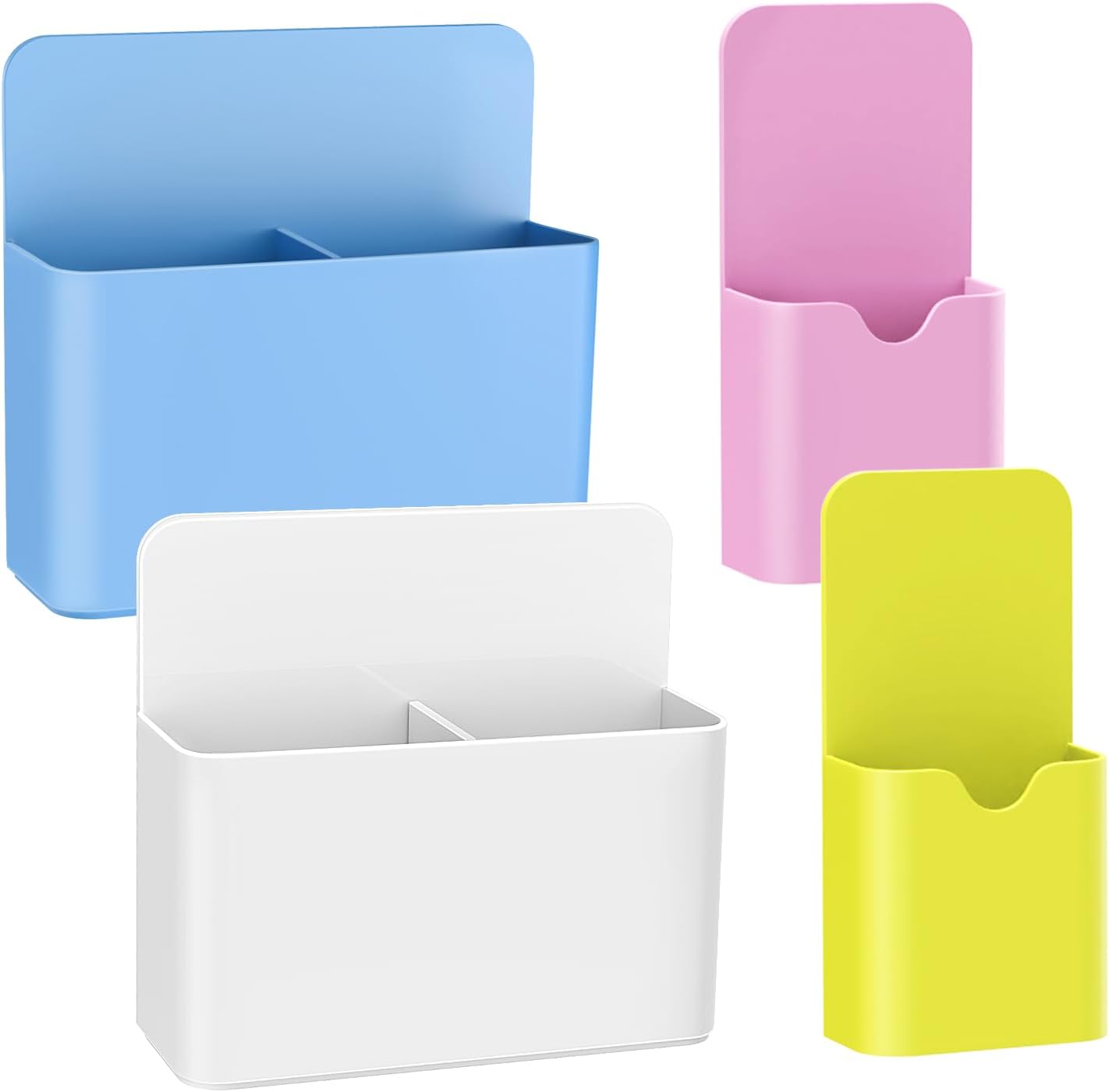 MoKo Magnetic Pen Holder, Pencil Accessories Whiteboard Organizer, White | Magnetic dry erase marker holder has two compartments and an ABS body for whiteboards, refrigerators and lockers.
