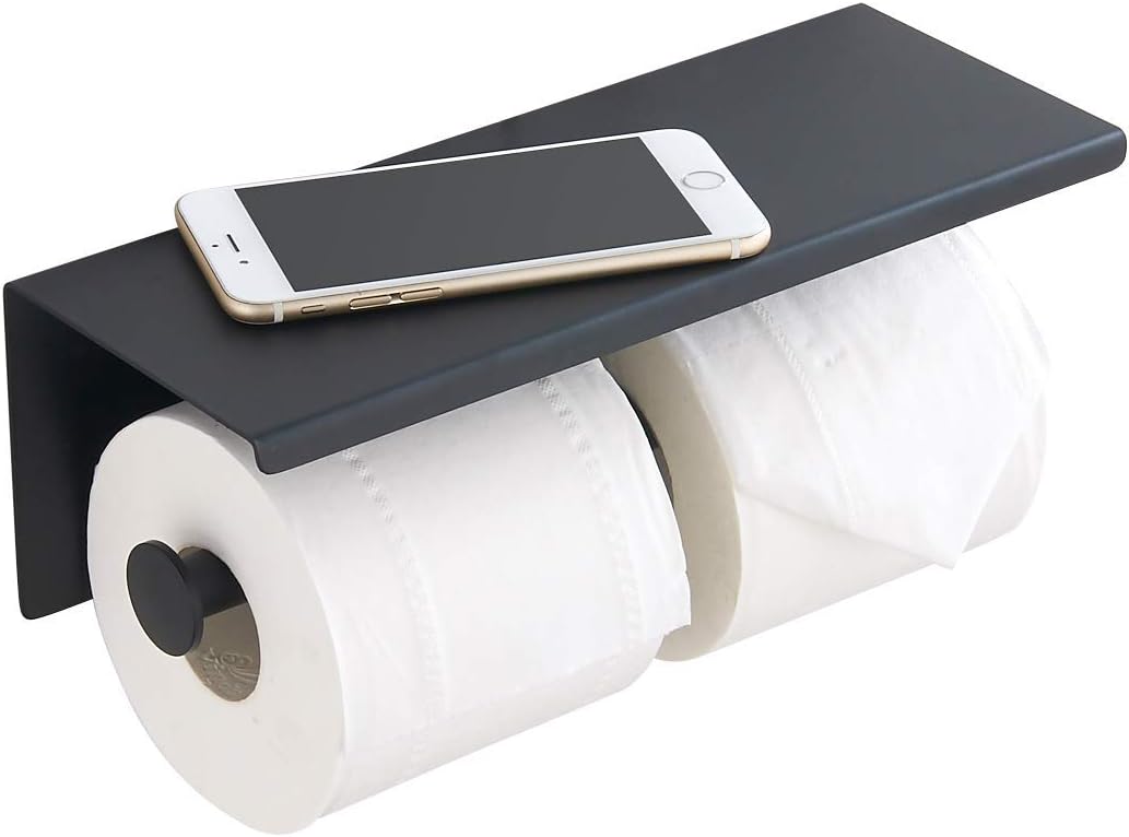 Double Toilet Paper Holder with Shelf Brushed Nickel Toilet Paper Holder Wall Mounted