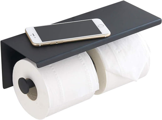 Double Toilet Paper Holder with Shelf Brushed Nickel Toilet Paper Holder Wall Mounted