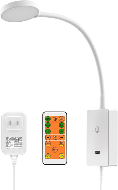 LED Bedside Reading Light with Remote Control for Books in Bed, Bedroom Wall Mounted LED Reading Lamp, 5W 500Lm Dimmable, 3 Lighting Colors, 120° Wide Lighting Angle, Timer Auto Off