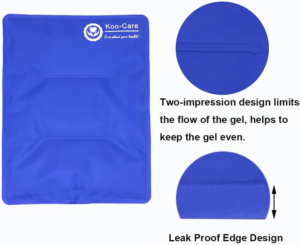 Koo-Care Large Flexible Gel Ice Pack for Injuries Reusable Hot Cold Compress - Fit for Shoulder Arm, Back, Hip, Knee, Shin, Foot Pain Relief, Swelling, Physical Therapy (L, 11" x 14") Pack of 2