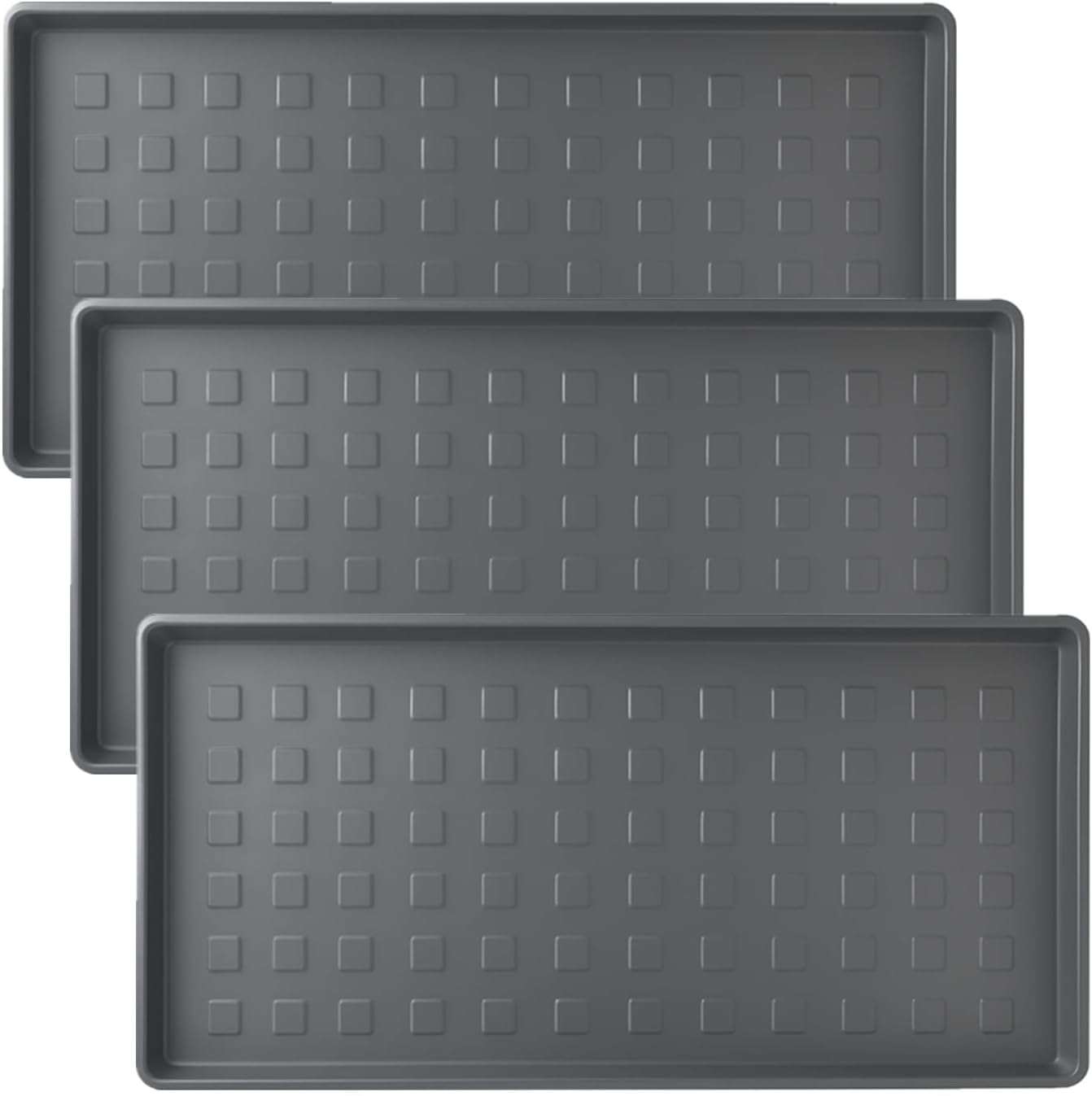 3 Pack Large Waterproof Plastic Boot Trays – Durable Multi-Purpose Shoe Mats for Entryway, Pet Food and Water Spill Protection, Indoor Outdoor Utility Tray for Garden, Garage, Mudroom (28"x14")