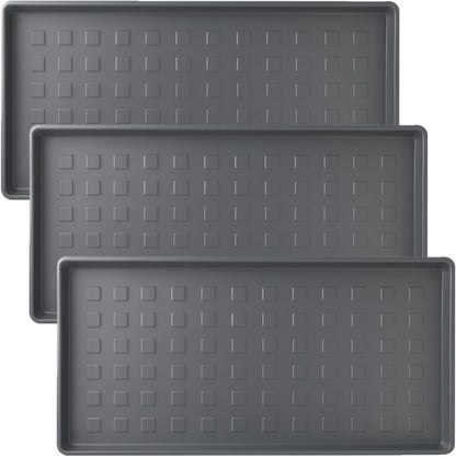 3 Pack Large Waterproof Plastic Boot Trays – Durable Multi-Purpose Shoe Mats for Entryway, Pet Food and Water Spill Protection, Indoor Outdoor Utility Tray for Garden, Garage, Mudroom (28"x14")