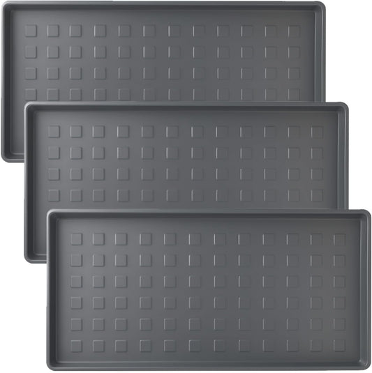 3 Pack Large Waterproof Plastic Boot Trays – Durable Multi-Purpose Shoe Mats for Entryway, Pet Food and Water Spill Protection, Indoor Outdoor Utility Tray for Garden, Garage, Mudroom (28"x14")