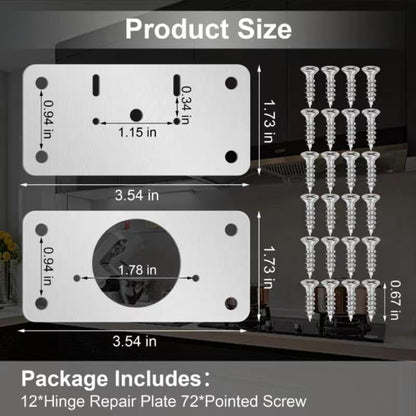 12-Pack Cabinet Hinge Repair Kit - Hinge Fixing Plates for Kitchen, Cupboard, Locker, Cabinet Doors