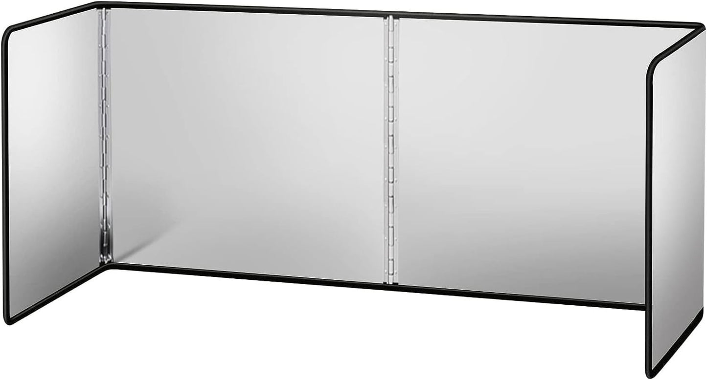 Splatter Guard for Frying Non-Stick 3 Sided Foldable Grease Splatter Screen Stainless Steel Backsplash Anti Splatter Shield Guard for Stove Screen Protector for Frying Stove Top Wall L ANGINORLD