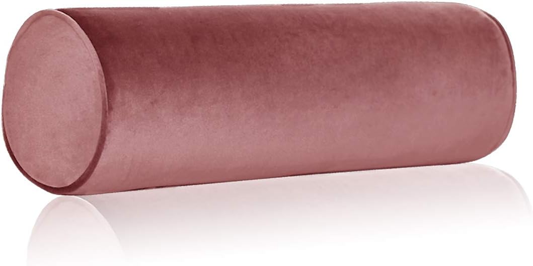 Tinbolunce Memory Foam Roll Pillow for Knee/Leg/Neck - Full Moon Bolster/Round Cylinder Pillow for Sleeping on Side or Back - Removable Cooling Cover Length 18" x 6" Diameter (Chocolate Brown)