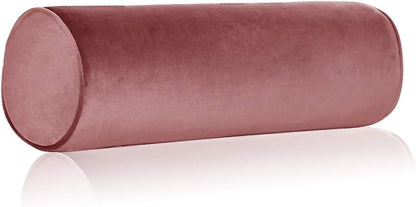 Tinbolunce Memory Foam Roll Pillow for Knee/Leg/Neck - Full Moon Bolster/Round Cylinder Pillow for Sleeping on Side or Back - Removable Cooling Cover Length 18" x 6" Diameter (Chocolate Brown)