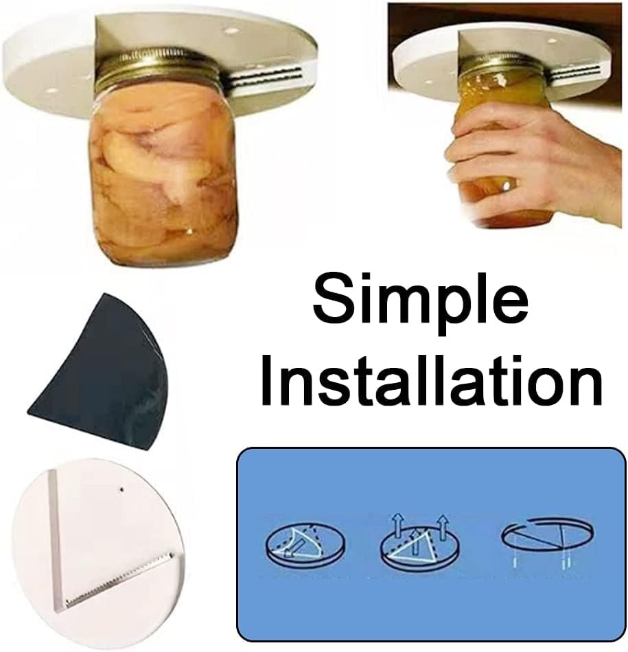 Jar Opener,Undermount Lid Gripper Tool Easily Grip and Unscrew Multi-Sized Jars, Bottles and Containers - Perfect for Seniors & Weak or Arthritic Hands