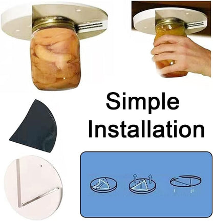 Jar Opener,Undermount Lid Gripper Tool Easily Grip and Unscrew Multi-Sized Jars, Bottles and Containers - Perfect for Seniors & Weak or Arthritic Hands