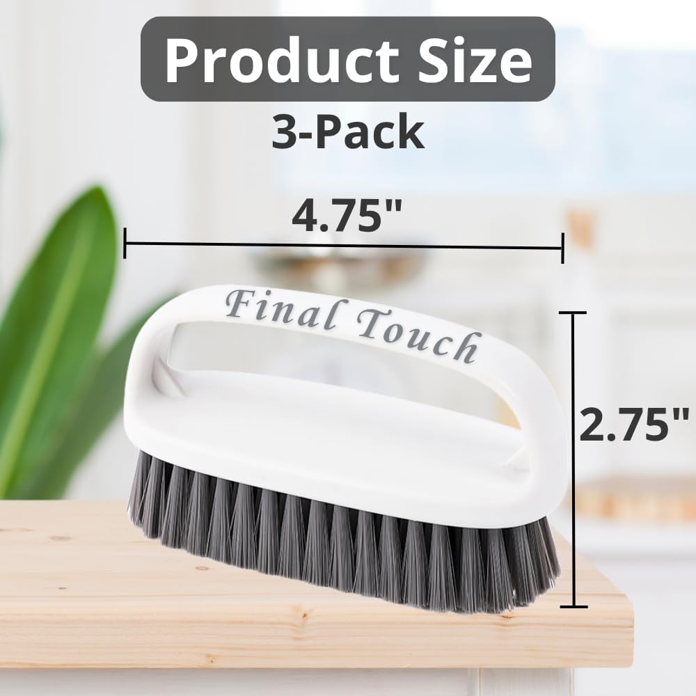 Scrub Brush, Soft-Medium Bristle Scrub Brush with Handle – All-Purpose Cleaning Brushes for Kitchen, Bathroom, Shower, Tile, Grout, Sink & Floor – Durable Household Scrubber by Final Touch (3-Pack)