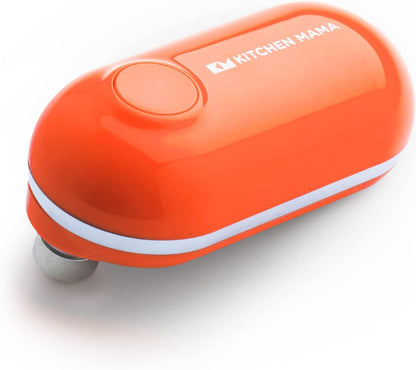 Kitchen Mama Mini Electric Can Opener Smooth Edge, White | Opens Can with One Press, Ultra-Compact Portable, Hands-Free Cordless, Safe for Seniors with Arthritis