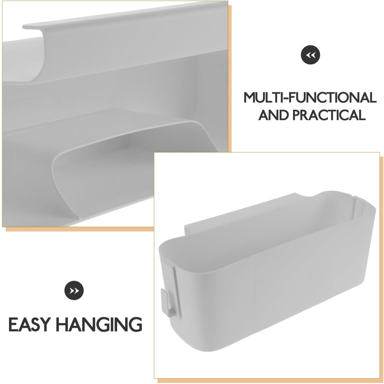 Portable Bedside Hanging Storage Organizer with Adjustable Hooks, Multi-Functional Bedside for Dorm Rooms, Office, White, 13.07 X 5.76 X 4.72 Inches