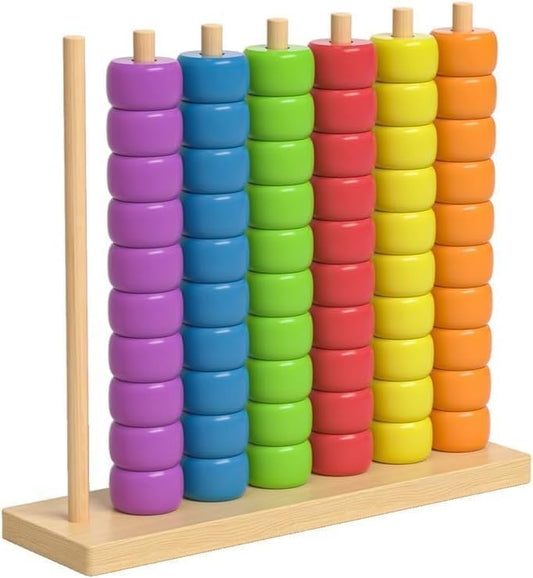 MOYEE Wooden Color Match Challenge Game - Stacking Puzzle for Family & Adults with 60+ Logic Challenges, Speed & Strategy Game for Game Night Gatherings