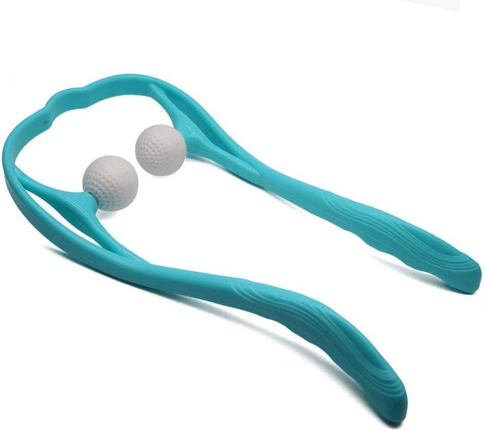 Mount Plus M1212 Shiatsu Neck Massager for Neck and Shoulder with Deep Tissue Trigger Point Manual Self Muscle Massage for Muscle Pain Relief (Simulates Massage Therapist Hands) (Blue)