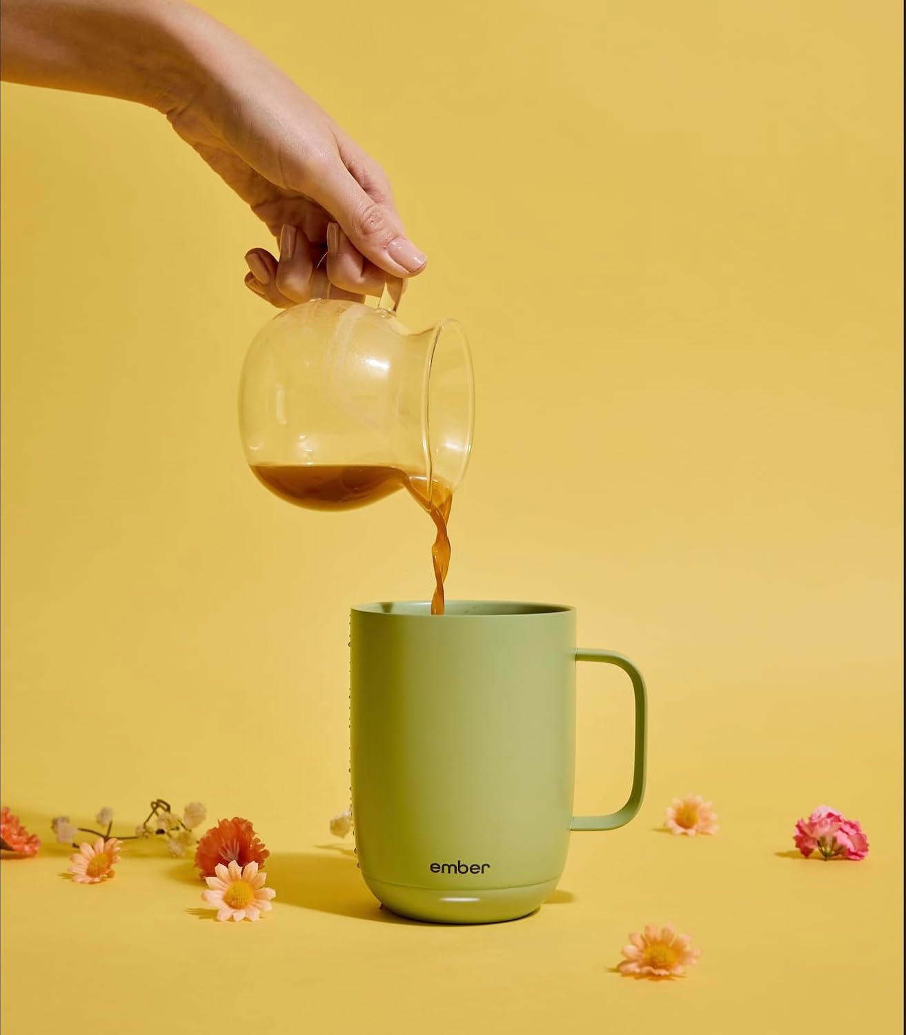 Ember Temperature Control 14oz Smart Mug 2, App-Controlled and Rechargeable Heated Coffee Cup Warmer with Intelligent LED Display, Sage Green.