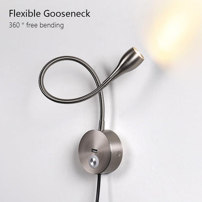 LED Reading Lamp 3W Warm White 3000K for Reading Books Black Plug Cord 2PCS (RS032)