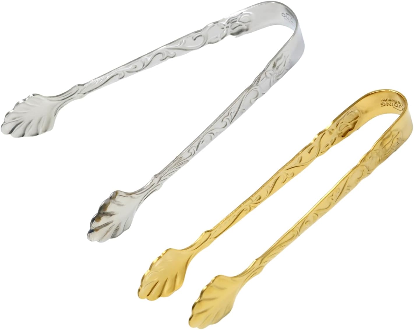 Honbay 2PCS Stainless Steel 3.74 Inch Vintage Rose Handle Sugar Cube Tongs Ice Cube Tongs Mini Serving Tongs Small Food Clips Kitchen Tiny Tongs for Appetizers Desserts Tea Coffee Party