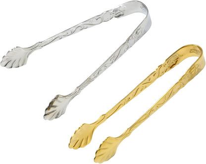 Honbay 2PCS Stainless Steel 3.74 Inch Vintage Rose Handle Sugar Cube Tongs Ice Cube Tongs Mini Serving Tongs Small Food Clips Kitchen Tiny Tongs for Appetizers Desserts Tea Coffee Party