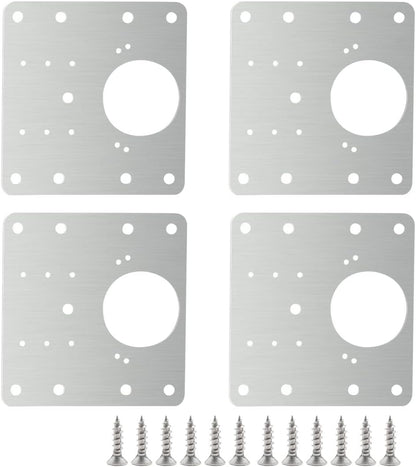 4 PCS Hinge Repair Plate,Stainless Steel Fix The Hinge Side Plate Repair Piece with Mounting Screws for Wood, Furniture, Shelves, Cabinet