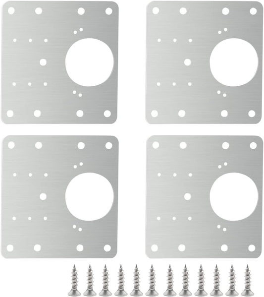 4 PCS Hinge Repair Plate,Stainless Steel Fix The Hinge Side Plate Repair Piece with Mounting Screws for Wood, Furniture, Shelves, Cabinet