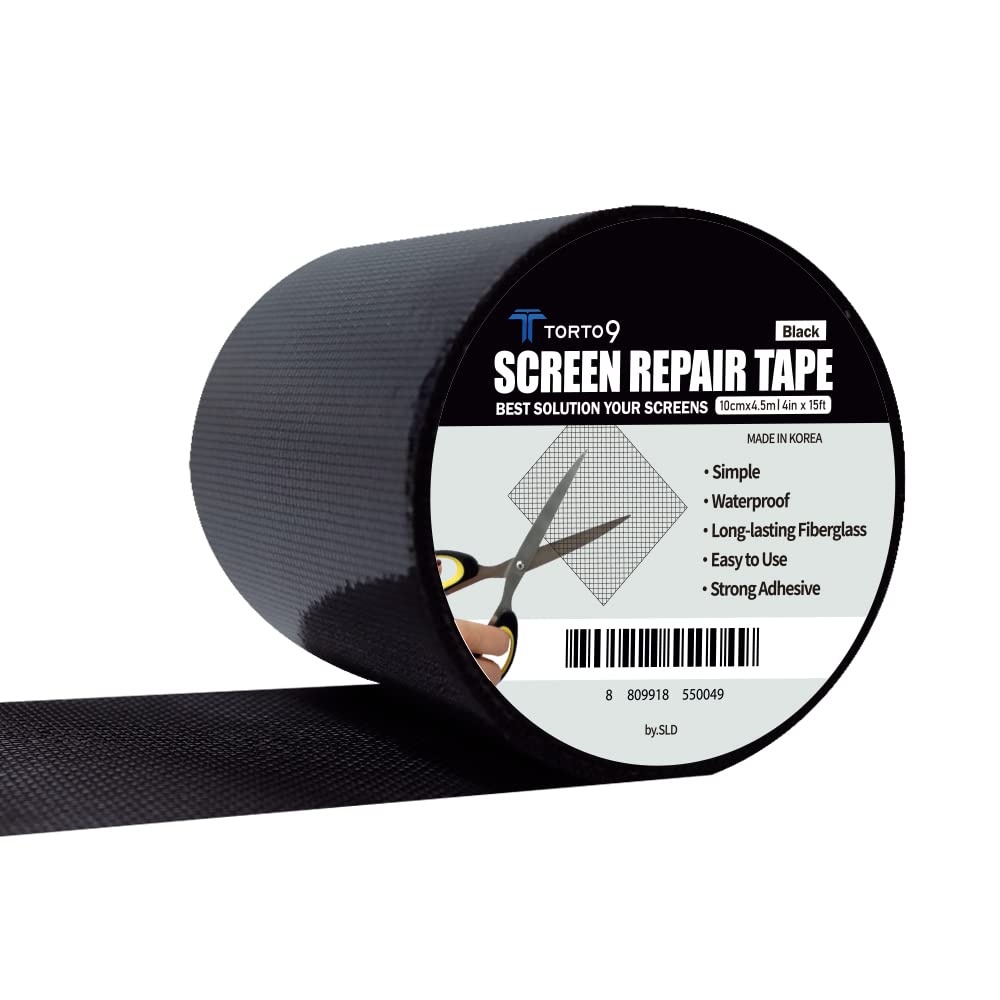 TORTO9 Window Screen Repair Kit, 3-Layer Strong Adhesive & Waterproof Tape Fiberglass Covering mesh (Gray, 2 Inch x 6.5 FT)