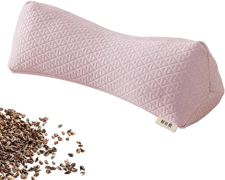 Buckwheat Pillow, Cooling Cervical Neck Support pillow ,Adjustable Bolster Buckwheat Roll Pillow Neck Pain Relief for Back and Side Sleepers Round Neck Pillows For Sleeping 6*15 inch (Green)
