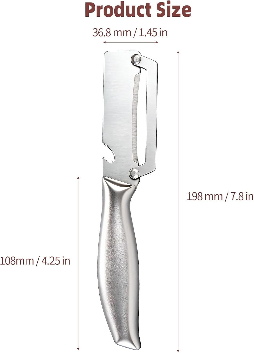 Julienne Peeler Vegetable Peeler for Veggie Potato Carrot(2 Pack) | Multifunctional Cabbage Shredder | 3 in 1 Peeler and Julienne Shredder Tool | Wooden Handle | Bottle Opener