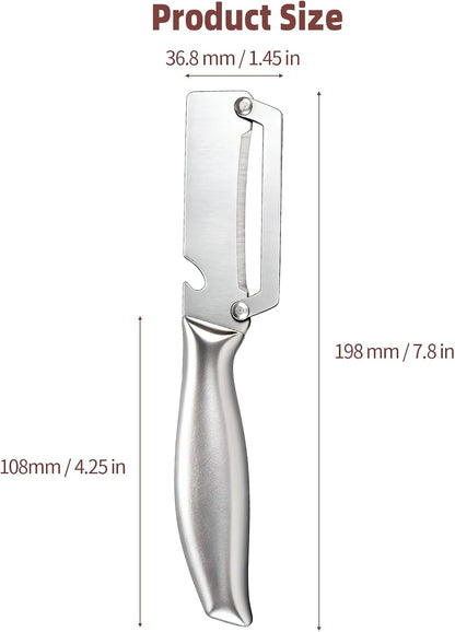 Julienne Peeler Vegetable Peeler for Veggie Potato Carrot(2 Pack) | Multifunctional Cabbage Shredder | 3 in 1 Peeler and Julienne Shredder Tool | Wooden Handle | Bottle Opener