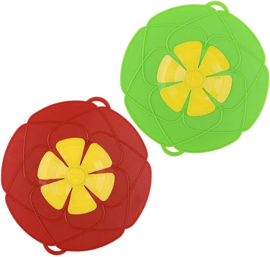 2 Pack Silicone Spill Stopper Lid, 10.2" Boil Over Safeguard, Splatter Guard Cover for Pots Pans, Food Grade Silicone Multi-Function Kitchen Tool, BPA Free Microwave Dishwasher Safe