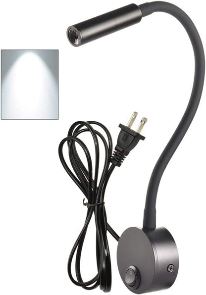 Wall Mounted LED Reading Lamp Focused 25° Spotlight for Bedroom headboard Marine Cabin Boat Yacht Interior Light Hotel Suite Hospital Patient Room Bedside Sconce 4.92ft Cord