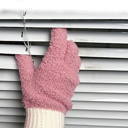 MIG4U Microfiber Dusting Gloves House Cleaning Glove for Blinds, Windows, Shutters, Furniture, and Car, Reusable Lint-Free Blue 1 Pair S/M