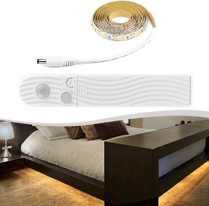 Led Motion Sensor Light Strip With Human Body Infrared Detection, Auto On/Off Night Light Bar For Cabinet Bed Wardrobe, Adjustable Brightness & Timer(warm light-1M)