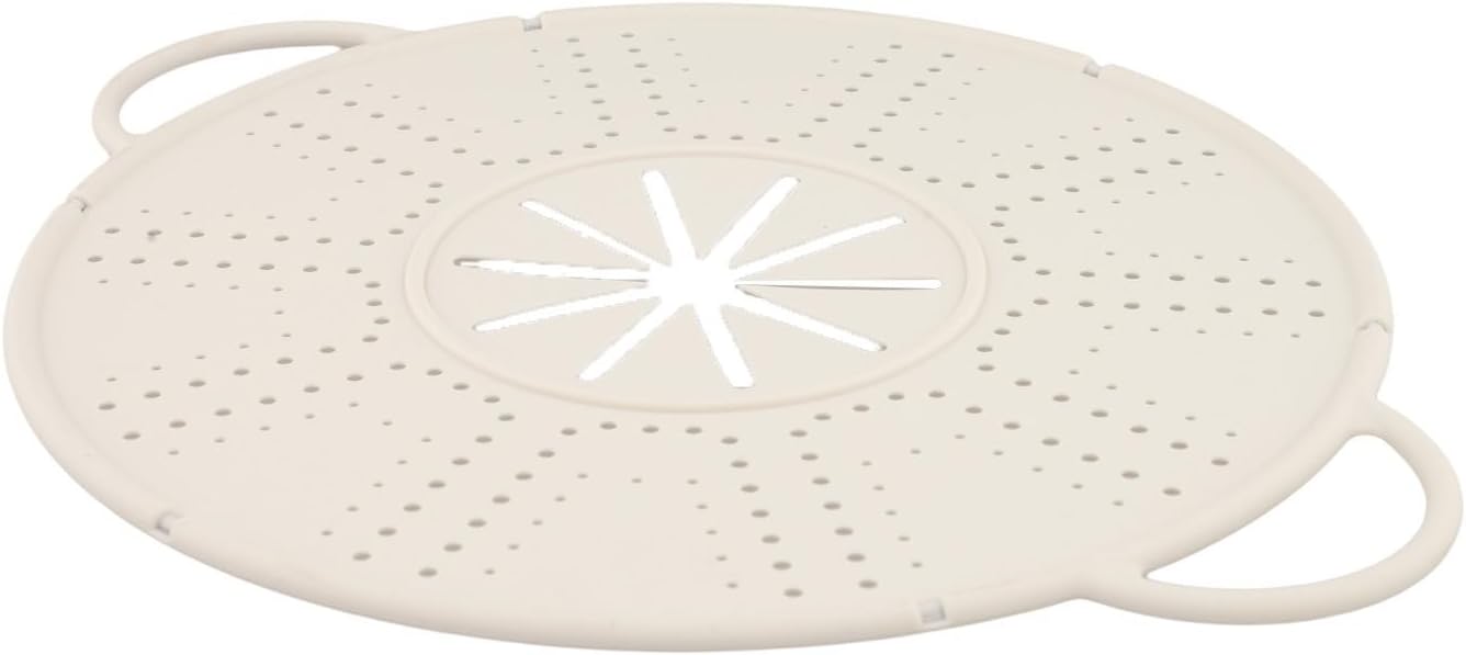 Silicone Spill Stopper Lid Heat Resistant Large Pot Cover Anti Mat with Steam Vent for Boiling Cooking Dishwasher Safe Non Kitchen Utensil Set(white)