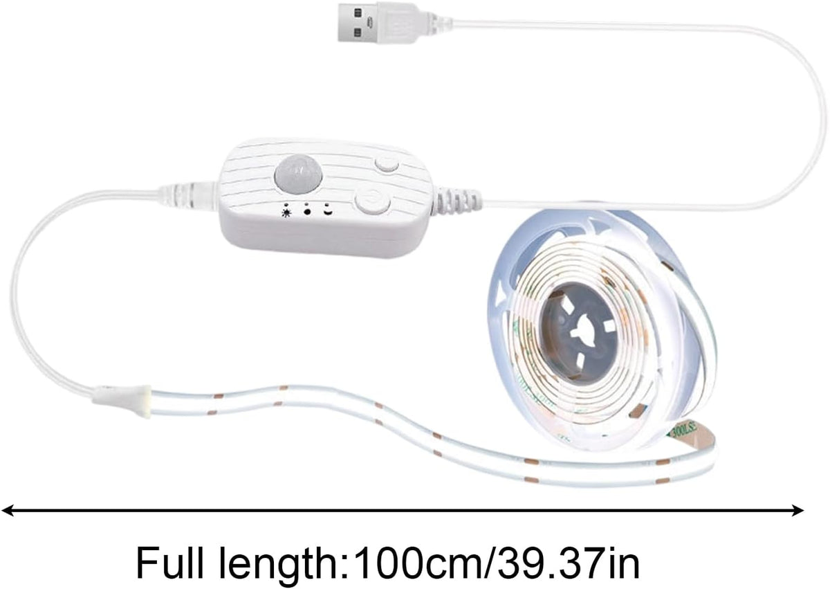Motion Sensor LED Light Strip 3ft Auto Sensing USB Powered Rechargeable
