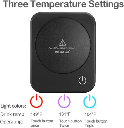 VOBAGA Coffee Mug Warmer, 4 Hours Auto Shut Off Cup Warmer for Office Home Desk with 3 Temperature Settings, Electric Beverage Warmer for Cocoa,Tea, Milk, Soup, for Coffee Gifts, Sky Blue (No Cup)