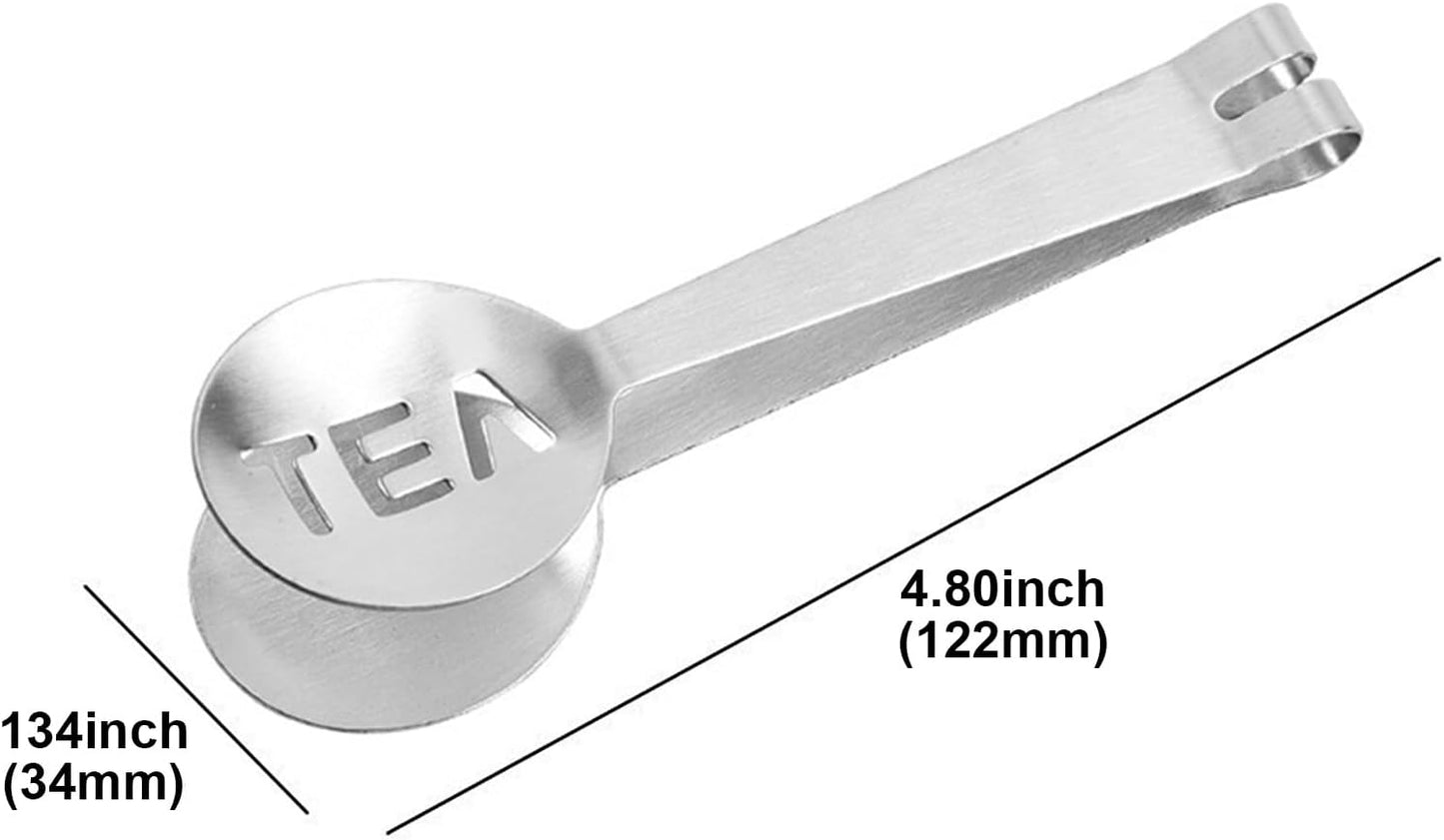 Tea Bag Squeezer, 2Pcs Gold & 2Pcs Silver, Stainless Steel | Clip On Strainer, Tea Spoon Tongs, For Loose Tea Ice Sugar Cubes, Tea Bag Holder, Tea Accessories For Tea Drinkers
