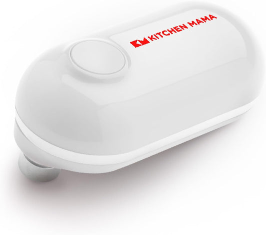 Kitchen Mama Mini Electric Can Opener Smooth Edge, White