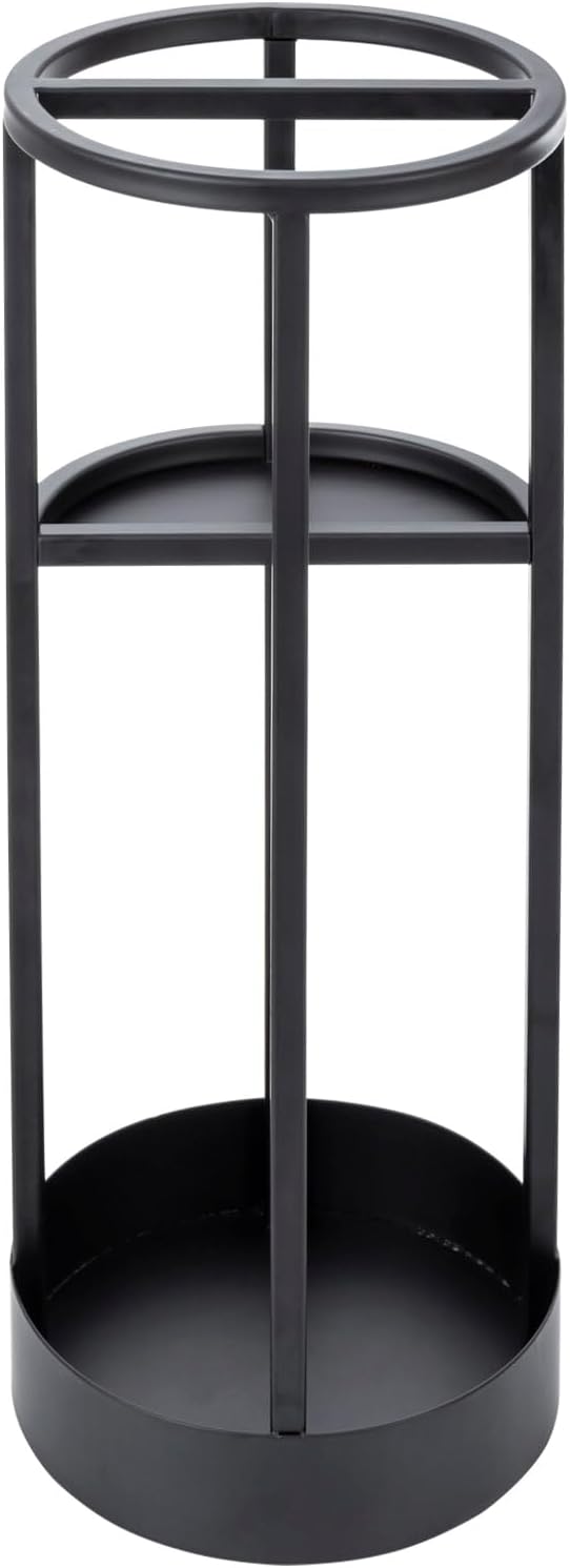MyGift 20 Inch Brass Tone Metal Umbrella Stand with Drip Tray | Freestanding Rain Gear Storage - Long Short Umbrellas Canes Walking Sticks Entryway Lobby Office Floor Standing Drip Catcher