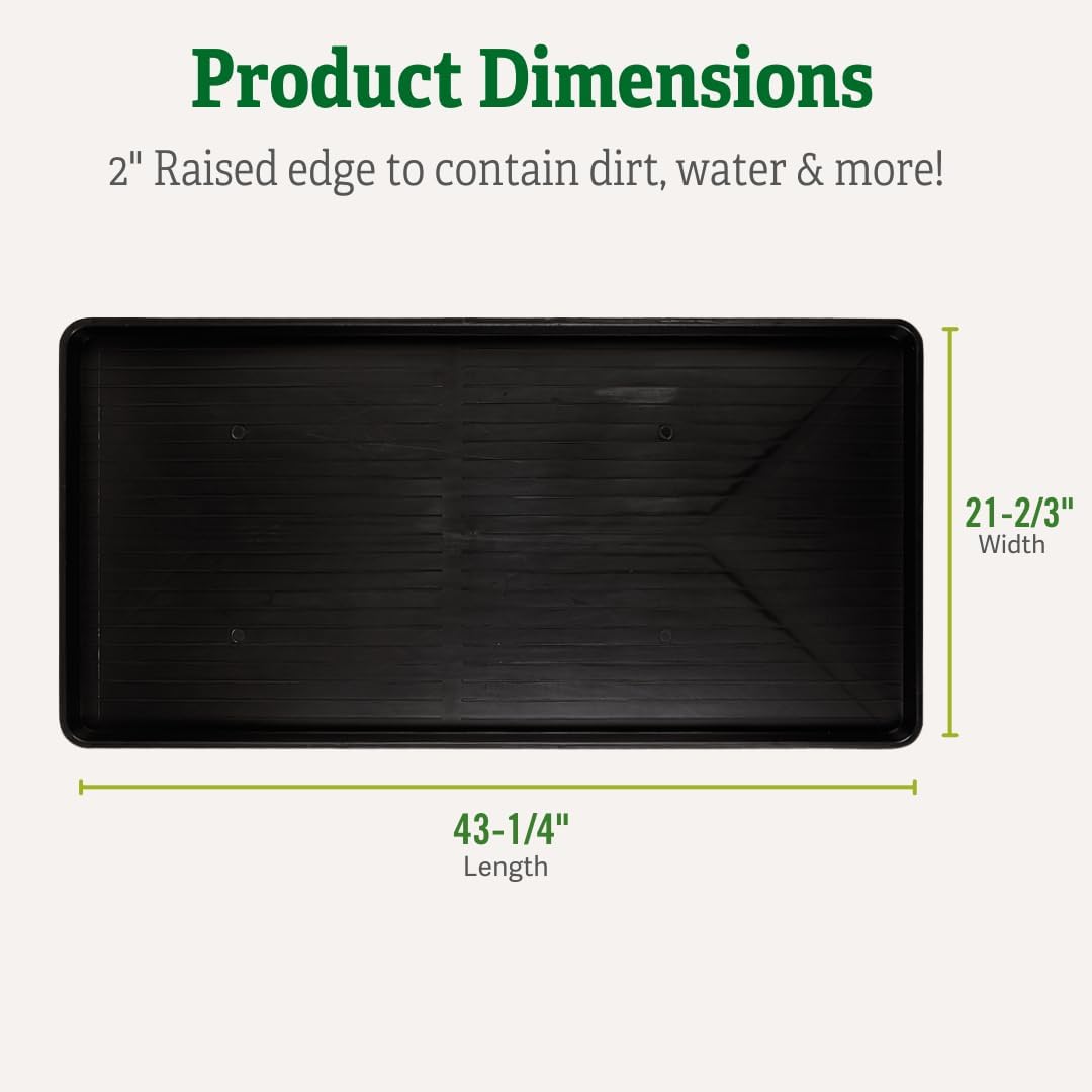 Gardeners Supply Company Large Boot Tray 2 Pack | Multi-Purpose All Weather Waterproof Indoor and Outdoor Shoes Mat Made with 100% Recycled Plastic | 46.5" L x 15.5" W and 2" Deep - Black