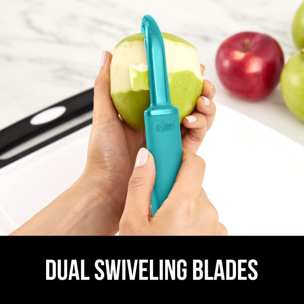 GORILLA GRIP® Patented BPA-Free Vegetable Peeler, Extra Sharp Swivel Stainless Steel Blades with Guard, Comfortable Soft Handle, Easily Peel Carrots or Fruit, Potato Eye Remover, Dishwasher Safe, Mint