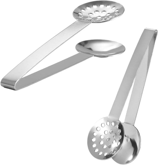 2 Pack Stainless Steel Tea Bag Clips, Round Tea Bag Squeezer, Tea Bag Spoon, Herbal Tea Infuser, Herb Tong, Sugar Cube Tong, Lemon Tong, Ice Cube Tong, Tools For Kitchen Bar
