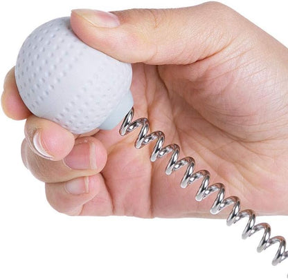 1 Pack Golf Ball Massager Hammer with Spring Wooden Handle Handheld Massage for Pain Relief Neck Back Massager Ball Manual Massage (Gray)