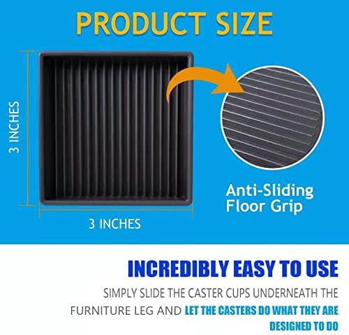 2X2 Square Rubber Furniture Caster Cups, TL-JIYPU Caster Cups with Anti-Sliding Floor Grip 4 PCS, Ideal Furniture Coasters, Floor Protectors Brown, Non Skid Furniture Pads, Rubber Furniture Cups